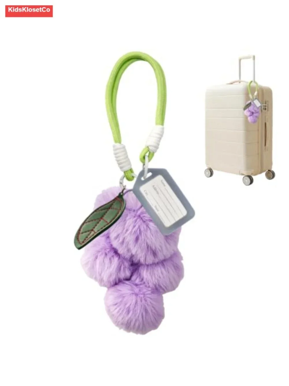 Luxury Fluffy Pom Pom Luggage Tag with Label Window, Silicone Strap